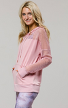 Mesh Long Sleeve Hoodie; Black, White & Blush. Mesh Long Sleeve Hoodie; Black, White & Blush.